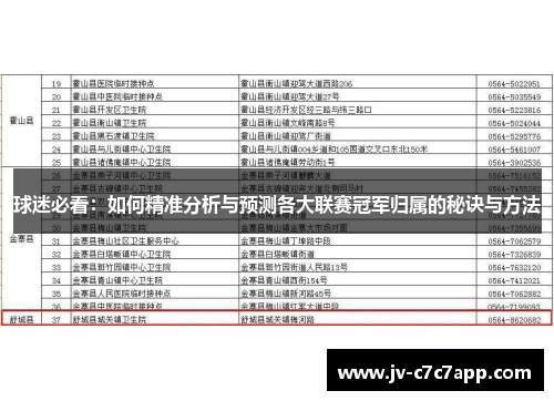 球迷必看:如何精准分析与预测各大联赛冠军归属的秘诀与方法 球迷必看:如何精准分析与预测各大联赛冠军归属的秘诀与方法